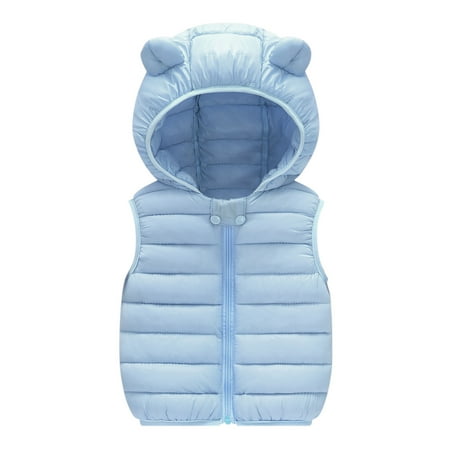 

Mchoice Kids Cotton Vest Coat with Zipper Fall Winter Hooded Coat for Boys Girls Waistcoat Jacket Thick Warm Outwear with Cute Bear Ear on Clearance