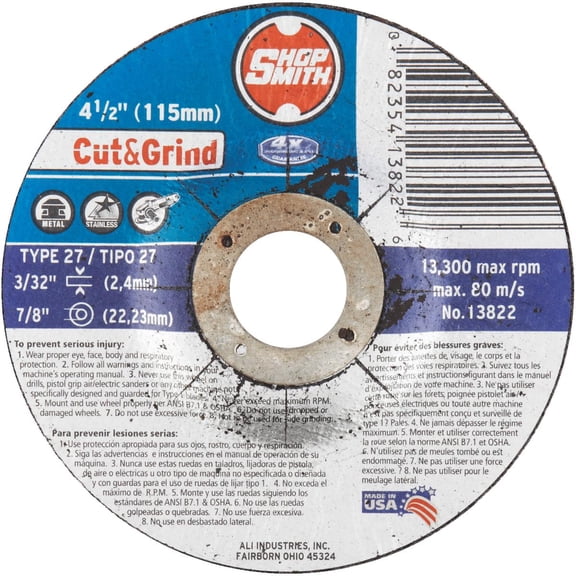 Ali Industries Cut-Off Wheel Grind Wheel - 4.5 x 3/32 x 7/8