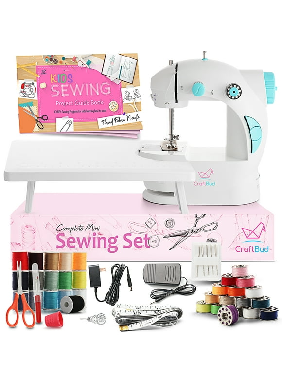 CraftBud Sewing Machine Kit for Beginner Kids (48Piece), Dual Speed Portable Sewing Machine