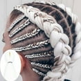 thumbnail image 4 of Perruque 60CM Cheveux Synthétique Extensible Tresse Jumbo Extension de Tresse Cheveux Torsade Violette Blond, 4 of 8