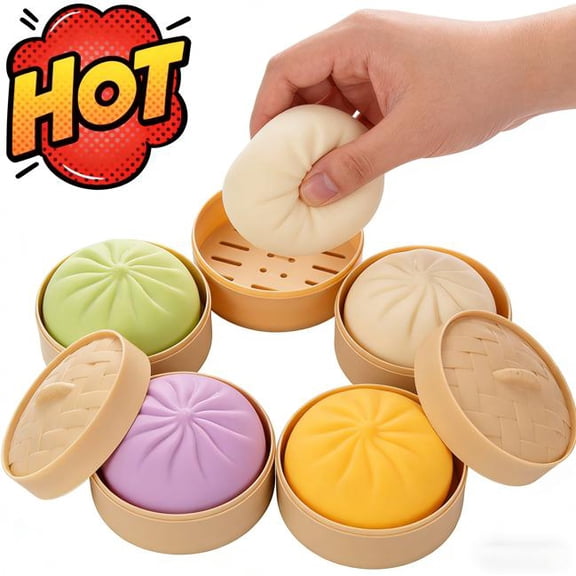 LQPWZU Dumpling Stress Ball, Steamed Stuffed Bun, Stress Relief Squeezing Bun Toys