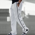 thumbnail image 2 of WEAIXIMIUNG Mens Leather Pants Mens Patchwork Sweatpants Casual Drawstring Pants Sportswear Trousers with Pockets, 2 of 9