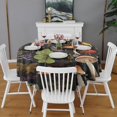 thumbnail image 2 of Colorful Mushroom Leaf Black Pattern Round Tablecloth 60"x60",Wrinkle Wipeable Table Cloth for Kitchen Dining Room Picnic Patio Party, 2 of 6