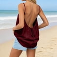 thumbnail image 5 of Womens V Neck Spaghetti Strap Tank Tops Sleeveless Flowy Camisole Loose Cami Basic Adjustable Shirt Red XL, 5 of 6