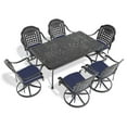 thumbnail image 2 of JERFIT 7-Piece Outdoor Patio Dining Set with Swivel Chairs, Cast Aluminum Table and Cushions, All-Weather Black, 2 of 10