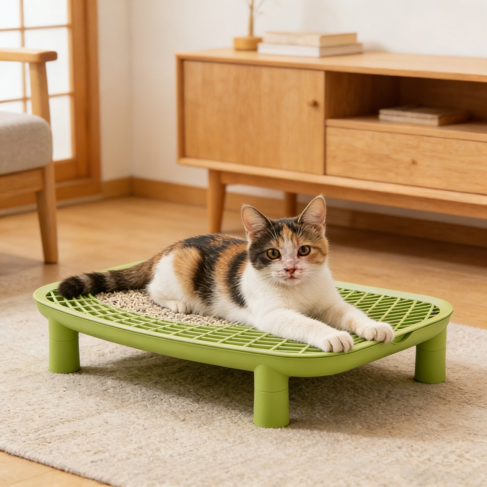 Cat Litter Box Step Mat 18.1"x11.8"x3.5", Double Layer Litter Catcher & Trapper, Waterproof Non- Easy Clean Mat for Large Litter Boxes, Pedal Step for Dorm Living Room Home