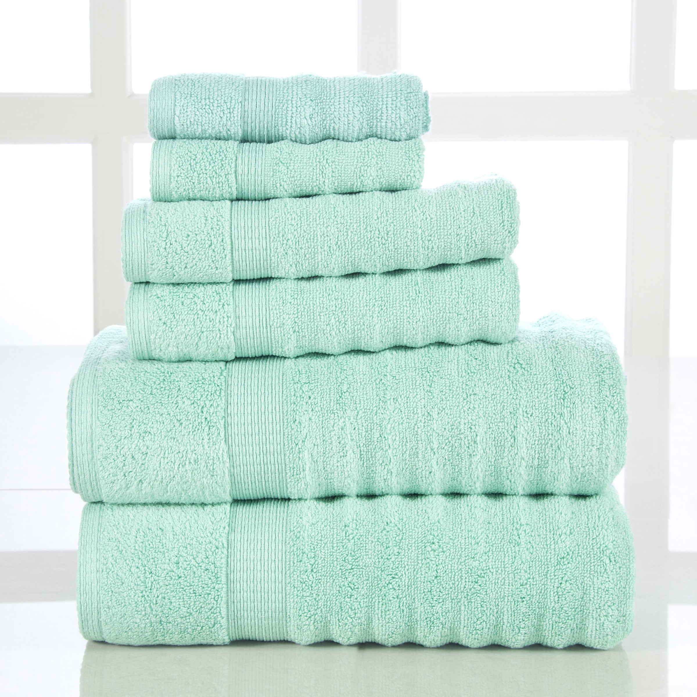 Addy Home Soft Quick Dry 6 PC Ribbed Bath Towel Set, Aqua