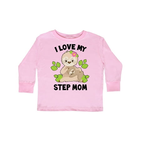 

Inktastic Cute Sloth I Love My Step Mom with Green Leaves Gift Toddler Boy or Toddler Girl Long Sleeve T-Shirt