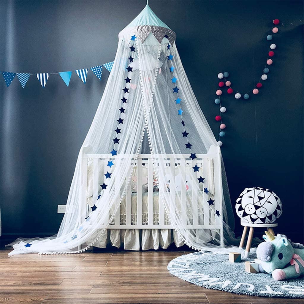 Bed Canopy Hanging Tents Mosquito Net Netting Curtains for Kids Children Room Decoration Princess Baby Bed Canopy Crib Tent with Stars Decoration