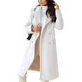 thumbnail image 5 of ZANKLEY Women's Winter Lapel Double Breasted Office Work Long Pea Coat Overcoat, 5 of 9