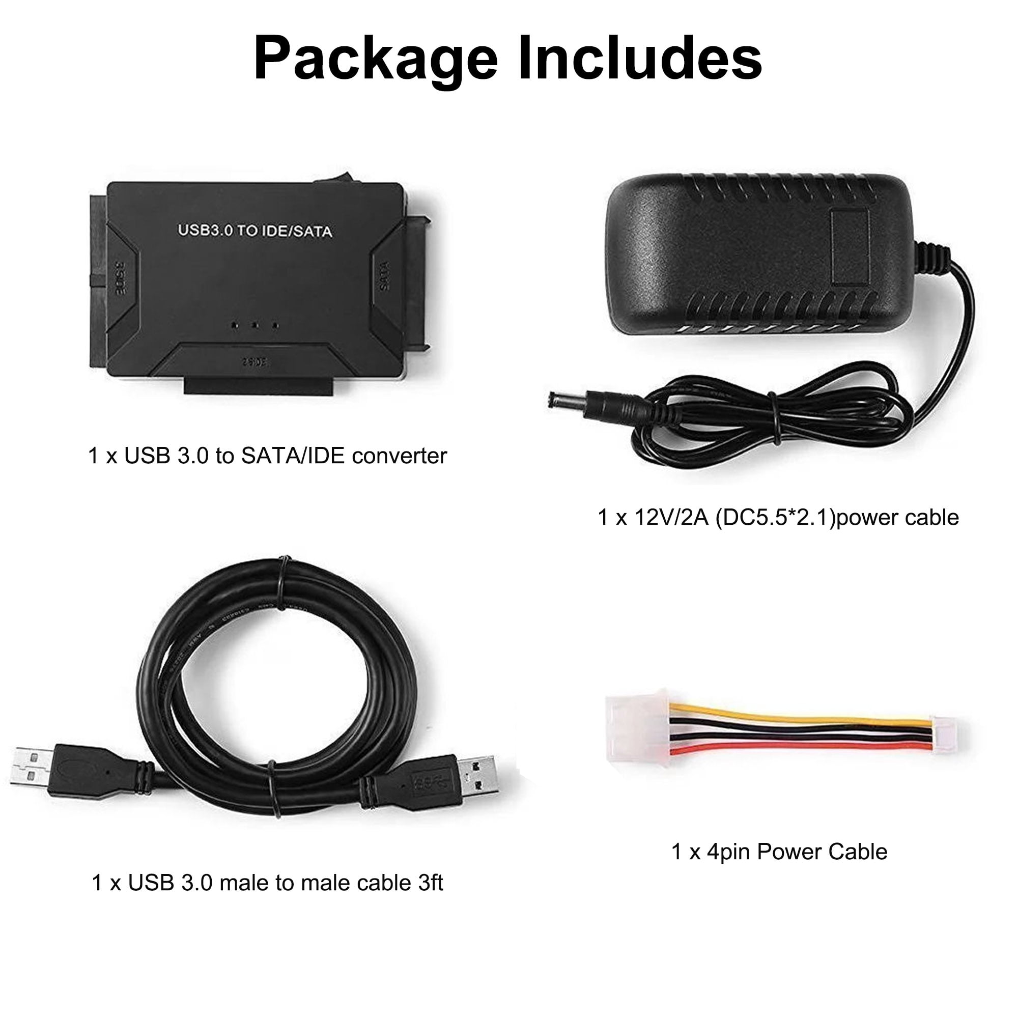 USB 3.0 to Converter, EEEkit Hard Drive Adapter Fit for Universal 2.5"/3.5" SATA HDD/SSD & IDE HDD Drives, Support - Walmart.com