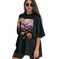 thumbnail image 3 of Plus Size Shirt for Women Black Tops for Women Short Sleeves Shirt for Women Flowers T Shirt Crewneck Shirt for Women XS, 3 of 5