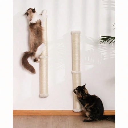 2-Pack 34-Inch Cat Wall Scratcher Sturdy Sisal Wall Mounted Cat Scratching Posts for Indoor Large Adult Cats Climb Stretch Play