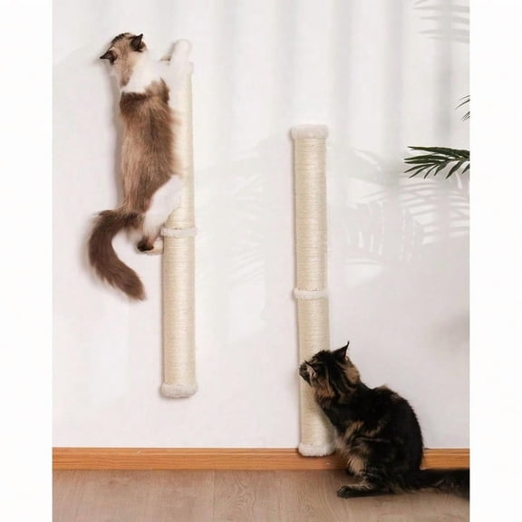2-Pack 34-Inch Cat Wall Scratcher Sturdy Sisal Wall Mounted Cat Scratching Posts for Indoor Large Adult Cats Climb Stretch Play