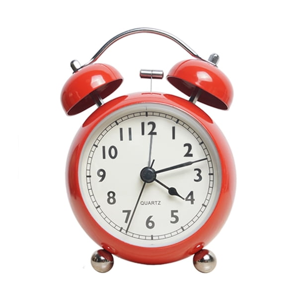 Reloj despertador retro creativo de metal con campana, reloj de escritorio sencillo, reloj de mesa de cuarzo silencioso y luminoso