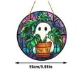 thumbnail image 2 of Cute Ghost Plant Suncatcher, Ghost Stained Glass Hanging Ornament, Ghost with Plants Pots Acrylic Window Hanging for Window and Wall Hang Halloween Decoration(15cm), 2 of 9