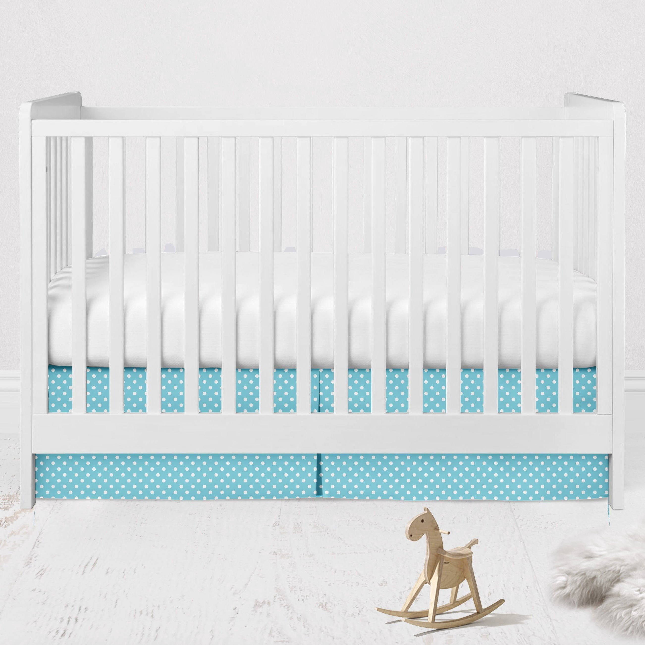 Bacati - Multiple Options of Crib or Toddler Bed Skirt or Dust Ruffle 100% Cotton Percale, Mix N Match Pin Dots