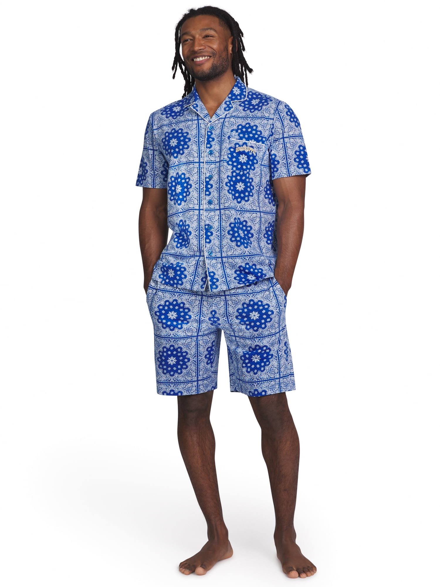 Dogg Supply by Snoop Dogg Men's Print Notch Collar Shirt and Shorts Pajama Set, 2-Piece