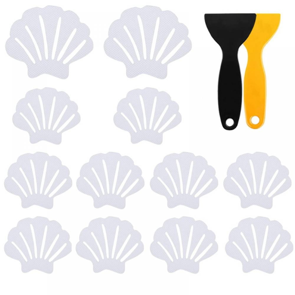 Non-Slip Bathtub Stickers, 12 PCS Shell Safety Bathroom Tubs Showers Treads Adhesive Decals Scraper