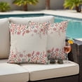 thumbnail image 5 of Pastoral Flower Pillow Covers 2 Pack Pink Flower Watercolor Leaf Retro Linen Pillowcase Waterproof Outdoor Throw Pillow Cover for Patio Garden Square Cushion 18”x18”, 5 of 9