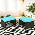 thumbnail image 1 of Costway 2PCS Patio Rattan Ottoman Cushioned Seat Foot Rest Furniture Turquoise, 1 of 10