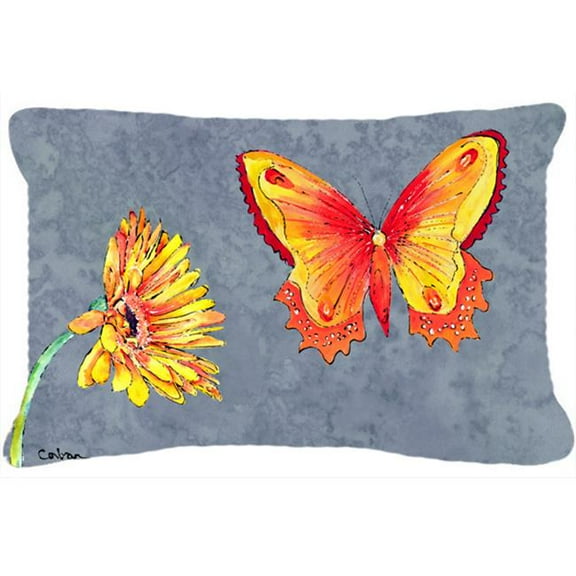 Gerber Daisy And Buttefly Indoor & Outdoor Fabric Decorative Pillow