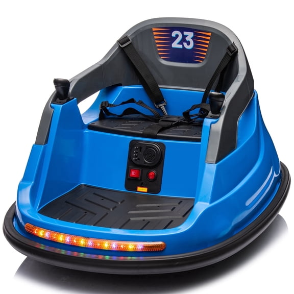 Hikiddo Electric Bumper Car for Kids, 12V Bumper Car Ride on Toys for Toddlers Aged 3 4 5, with Remote, Bluetooth - Blue