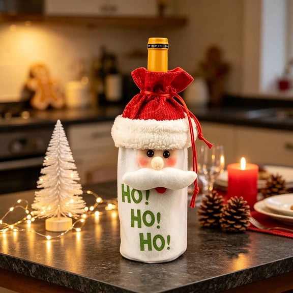 Christmas Wine Bottle Bags for Holiday Gifting, Dinner Parties and Home Decor, A