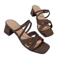 thumbnail image 6 of Women's Block Heel Mules Square Toe Crisscross Strap Casual Spring/Summer Shoes with Non Slip Comfortable Sandals for Women, 6 of 10
