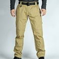 thumbnail image 2 of hopeusnice Mens Pants Solid Color Mid Waist Pants with Pockets Loose Casual Beach Cotton Linen Cargo Wide Leg Running Trousers Activewear Fashion Summer Workout Brown XXL, 2 of 5