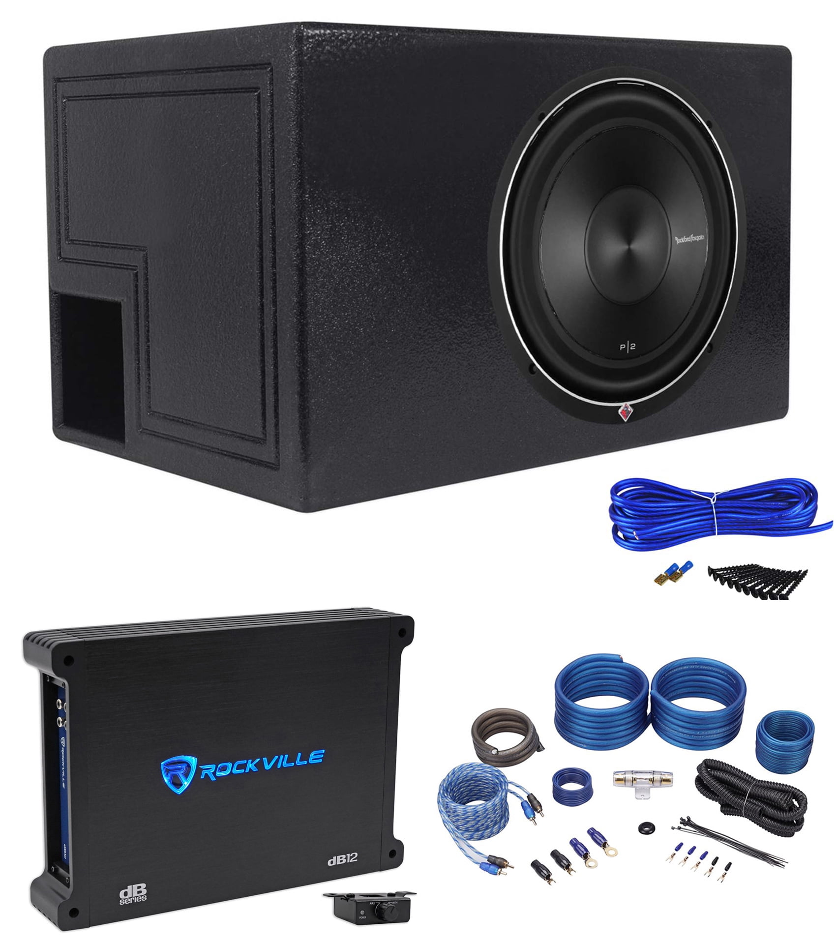 Rockford Fosgate P2D412 12" Subwoofer+Vented Enclosure+500W Amplifier