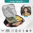thumbnail image 4 of WOBOGO Black Hair Lass Tote Lunch Bag High Quality Insulated Aluminium Film For Cold with Adjustable Shoulder Strap 11.2×9.8×3.5in, 4 of 7