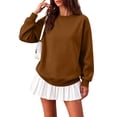 thumbnail image 2 of Lumtrix Womens Oversized Sweatshirts Fleece Solid Tops Fall Winter Crewneck Pullover Caasual Long Sleeve Shirts Brown L, 2 of 4