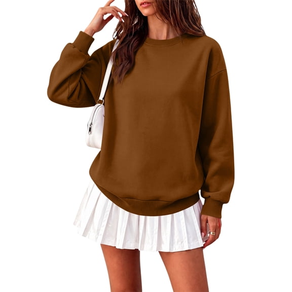 Womens Oversized Sweatshirts Basic Solid Pullover Tops Fall Winter Long Sleeve Crewneck Clothes