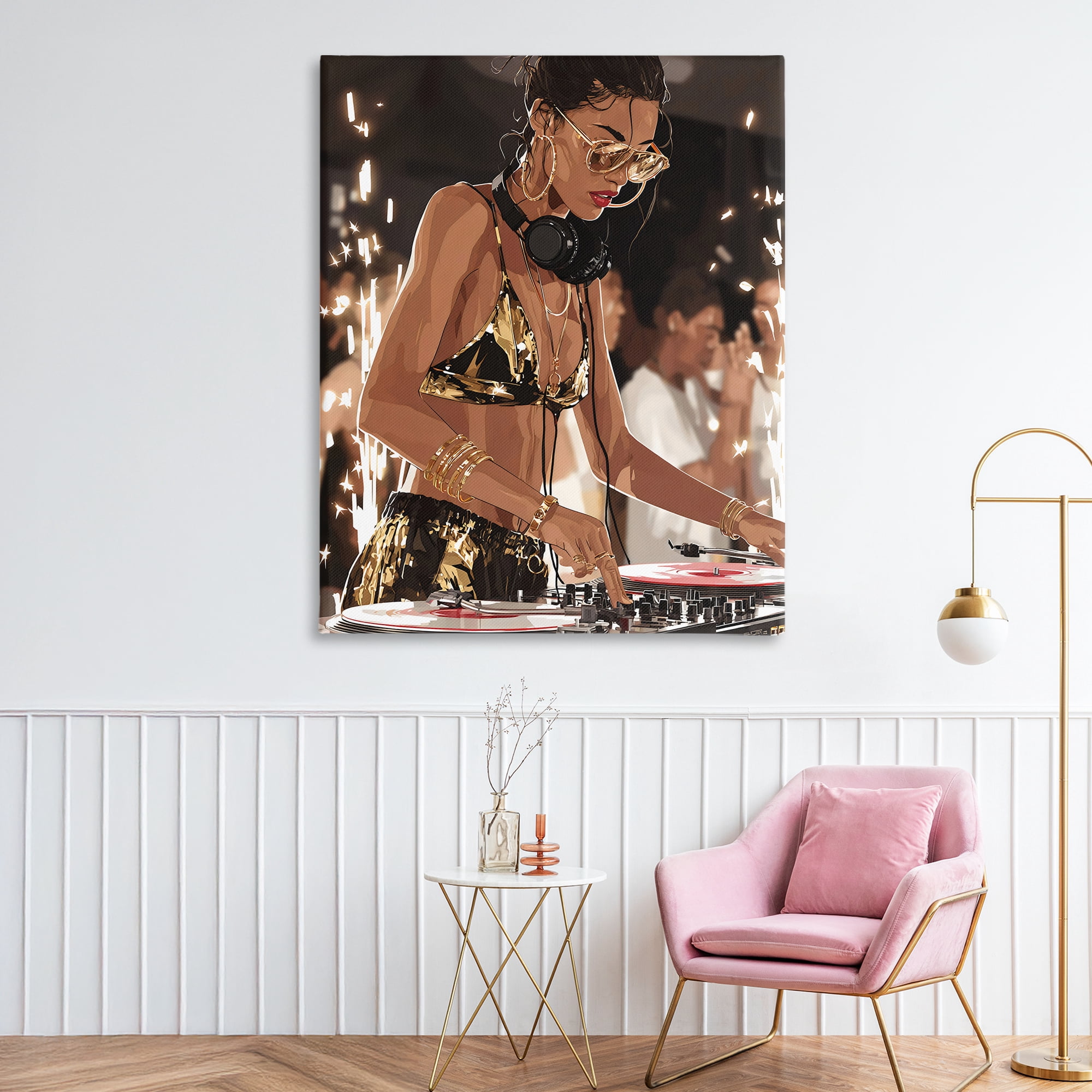 Stupell Industries Party All Night Gilded DJ Canvas Wall Art, design by Franklyn Gregory