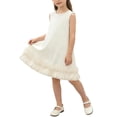 thumbnail image 4 of ITSAME Girls Dress, Ruffled Hem Round Neck Sleeveless Summer Casual Fashion A-Line Dress Beige 5-6T, 4 of 9