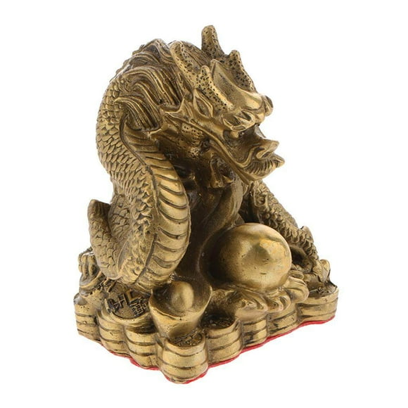 Pur Laiton Chinois Douze Magasin d'Animaux Chinois Figurine Ornement Chance Charme Dragon
