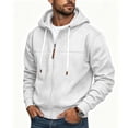 thumbnail image 7 of BVOFAR Mens Zip up Hoodie Casual Hooded Sweatshirt Long Sleeve Jacket Loose Fit Drawstring Athletic Jackets White L, 7 of 7