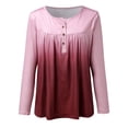 thumbnail image 4 of Puntoco Mujeres Casual Gradiente Impreso Pulloverround Cuello Manga Larga Botones Blusa tops Puntoco Puntoco-779, 4 of 4