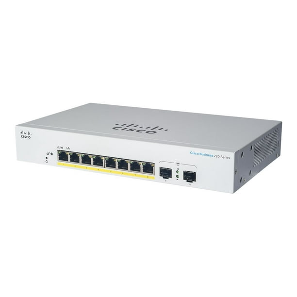 Cisco Business 220 Series CBS220-8T-E-2G - Commutateur - Intelligent - 8 x 10/100/1000 + 2 x Gigabit SFP (Liaison Montante) - Rackable