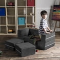 thumbnail image 5 of Jaxx Zipline Modular Kids Loveseat & Ottomans / Fold Out Lounger, Charcoal, 5 of 5