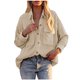 thumbnail image 1 of Puntoco Cárdigan de pana con botones para mujer, manga larga, solapa, camisa acolchada suelta, tops con bolsillo Puntoco Puntoco-1, 1 of 4