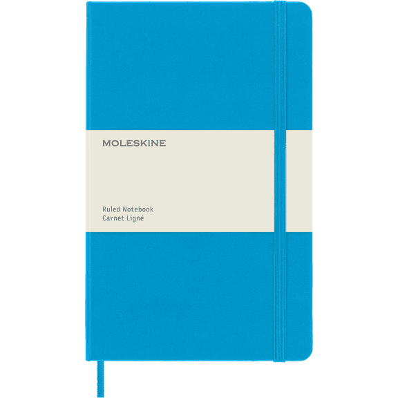 Moleskine Classic Notebook, Hard Cover, Large (5" x 8.25"), Ruled, Cerulean Blue