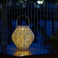 thumbnail image 4 of Allsop Home & Garden Punched Metal Daisy Lantern - Cannoli Cream, 4 of 5
