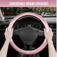 thumbnail image 2 of Steering Wheel Cover, Pink Patterned Leather Patchwork Design, Universal Fit 14.5"–15.5", Anti-Slip, Odor-Free, Soft PU Grain Leather, Durable Grip Car Accessory for Girls & Women, 2 of 8