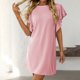 thumbnail image 1 of WILLBEST Vestido Minivestido Informal De Verano Para Mujer, Con Cuello Redondo, Volantes, Mangas Cortas, A Rayas Texturizadas, 1 of 3