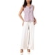 thumbnail image 2 of INSPIRAR CHIC Blusa sin mangas con volantes y escote en V para mujeres, blusa de verano, camisa de trabajo, camiseta casual de chiffon, XS Rosa, 2 of 6