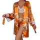 thumbnail image 1 of Gibobby Pijamas de seda Camisón sexy de encaje para mujer, cárdigan, pijama albornoz (Anaranjado, L), 1 of 5