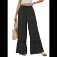 thumbnail image 2 of Pantalones Palazzo de Cintura Alta y Pierna para Mujer, con Encaje, para Playa, Holgados, Color Negro, Talla XXL, 2 of 6