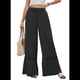 thumbnail image 2 of Pantalones Palazzo de Cintura Alta y Pierna para Mujer, con Encaje, para Playa, Holgados, Color Negro, Talla XXL, 2 of 6